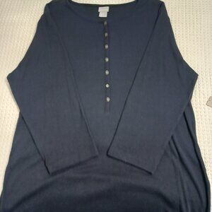 Chico's Navy Henley Knit Top 3/4 Sleeves Sz 3 NWT